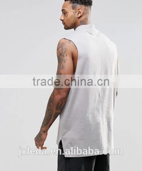 High Quality Fashion Oversized Sleeveless Turtle Neck Tee Shirt Made in China Custom Factory photo-2