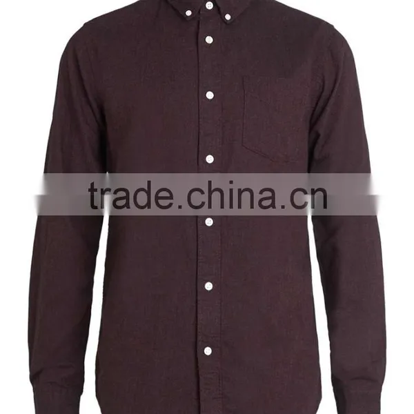 Burgundy Hemp Cotton Blend Shirts for Man photo-4