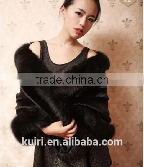 Elegant Mink Fur Wedding Shawl for Bridal Dress Winter Fashion Wide Plush Woman Faux Fur Shawl photo-3