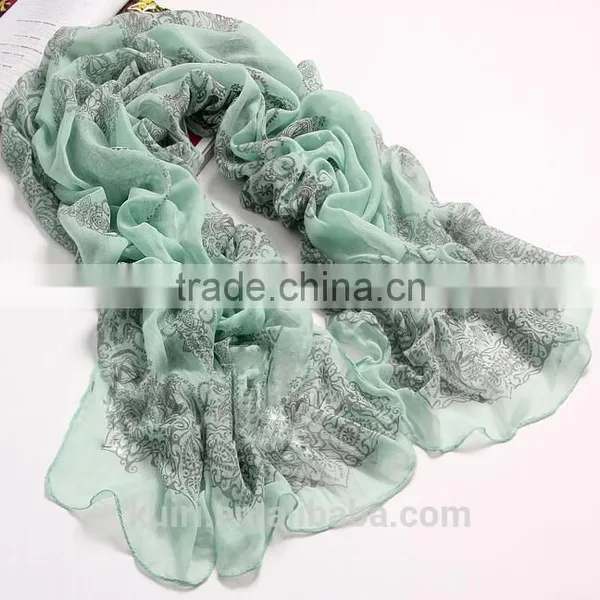 2016 Fashion Women Chiffon Scarf Summer New Peony Printing Elegant Lady Shawls Scarves Silk Scarf 8 Colors 170*80cm photo-6