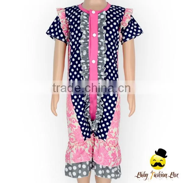 Kids Modeling Clothes Suits Polka Dots Ruffle Short Sleeve With Snaps Summer Baby Girl One Piece Harem Bodycon Jumpsuit Clothes photo-2