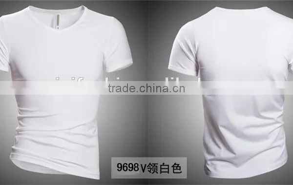 Wholesale Comfort Super Soft V-neck Blank Cheap Men Fitted 100% Preshrunk Combed Cotton T-shirts photo-5