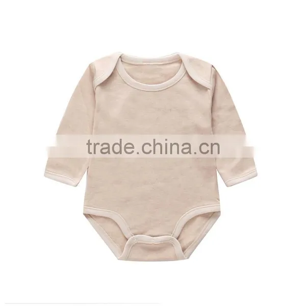 2017 Hot Selling Organic Cotton Plain Baby Boys Girls Romper Long Sleeves Set OEM Service