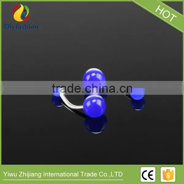 7 Colors Nightlight Stainless Steel Body Piercing of the Double Acrylic Ball Belly Button photo-5