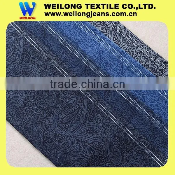 A379-B-Y Printed Denim Fabric for All Kinds of Jeans