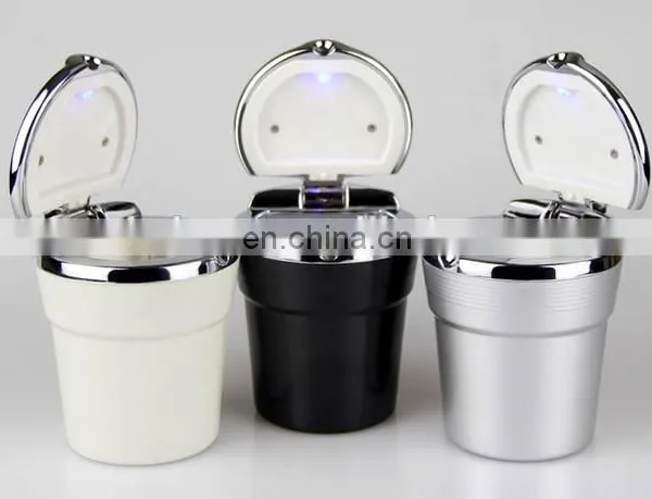 portable universal black/ white auto led lighted car ashtray