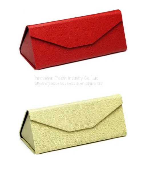 Fashionable Folding Sunglasses Case; Simple and Vintage Triangle Sunglasses Holder photo-2
