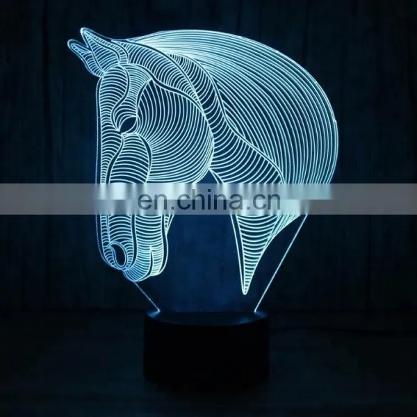 3D Illusion Horse Lamp Acrylic Led Night Light Table Desk Lamp for Bedroom photo-4