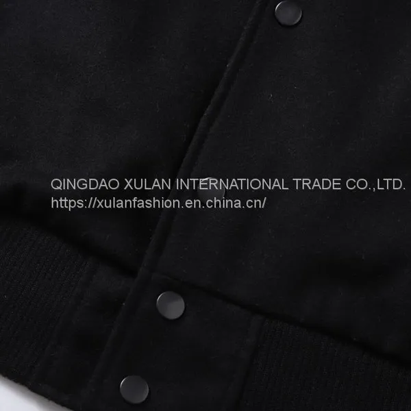 HOT SALE 2021 NEW FASHION MEN'S WOOL/POLYESTER MELTON BASEBALL GENUINE LEATHER JACKET photo-2