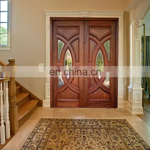 Simple Cheap Outside Solid Oak Doors Wooden Glass Door Design photo-4