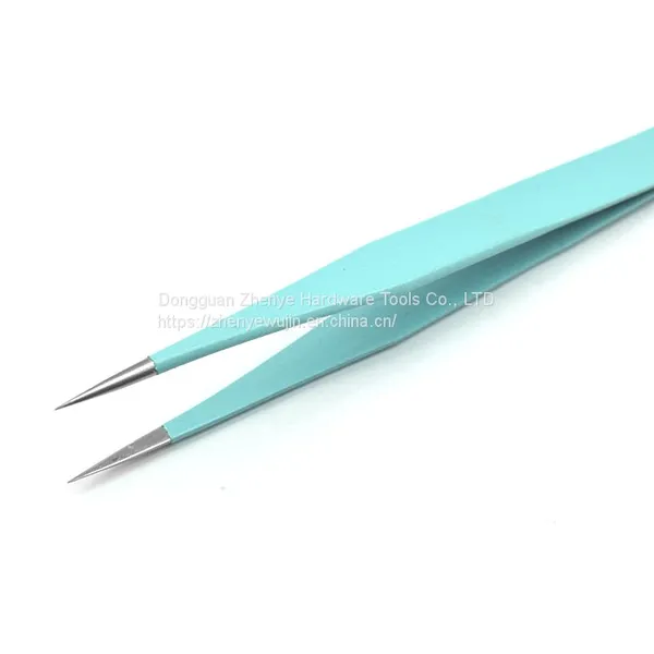 Colorful Makeup Eyelash Tweezers High-quality Stainless Steel Acid and Alkali Resistant Blue Straight Head Tweezers Sticker photo-2