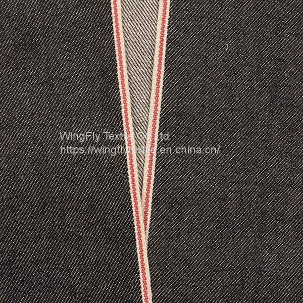 11.7oz 99% Cotton 1% Elastic Right Twill Denim Material Skinny Selvedge Jeans Fabric W281324 photo-4
