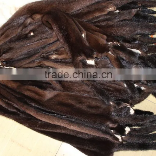 Cheap Price Luxury Raw Real Mink Fur Pelt Black Coffee Natural Fur Plate photo-2