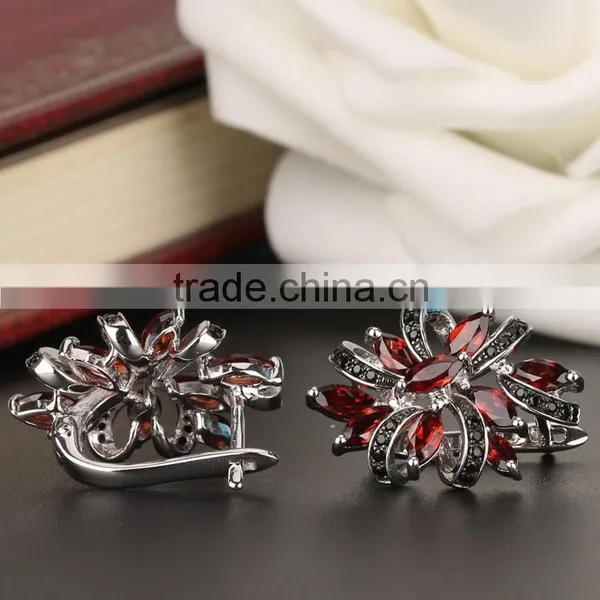 925 Sterling Silver Garnet Earring English Lock Wholesale Hongkong&China photo-3