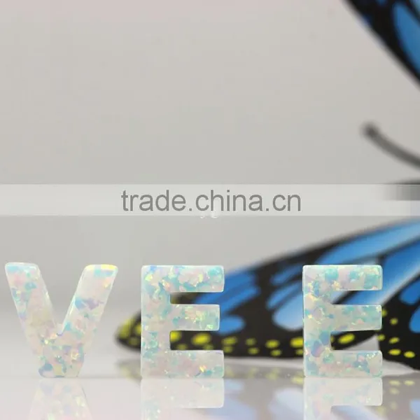 Fire White Op17 Letter W Pendant With Synthetic Opal Pendant/charm for Making Jewelry photo-6