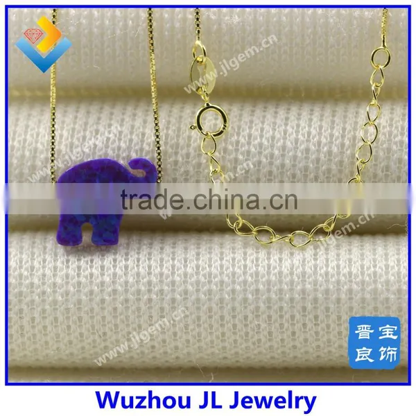 Fashion New Lucky Synthetic Elephant Opal Gemstone 925 Silver 18K Gold Jewelry photo-4