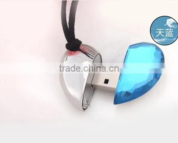 USB Flash Drive Customize Company Logo Bulk Cheap Heart Necklace Design 2GB 8GB photo-6