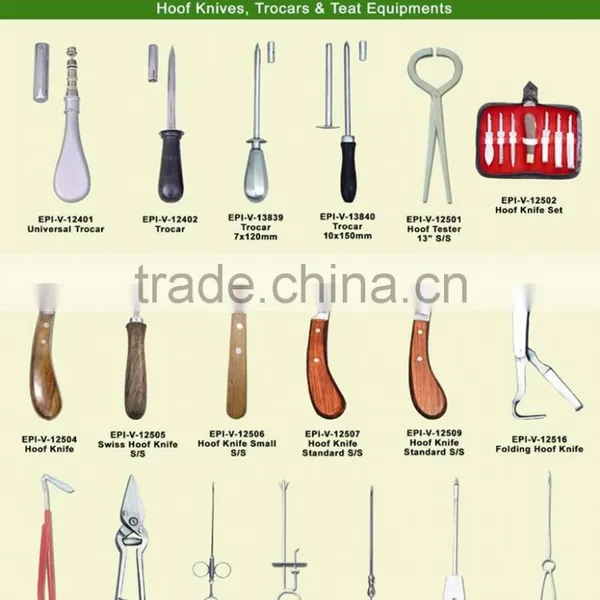 Hoof Knives, Trocars and Teat Equipments, Veterinary Instruments and Veterinary Equipments, Farrier Tools, Equestrian Products