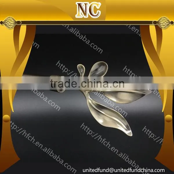 Wrought Iron Metal Screw Curtain Rods Leaf Finial