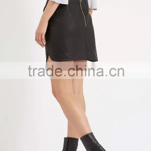 Cut Curved Hem Pelmet PU Skirt photo-3
