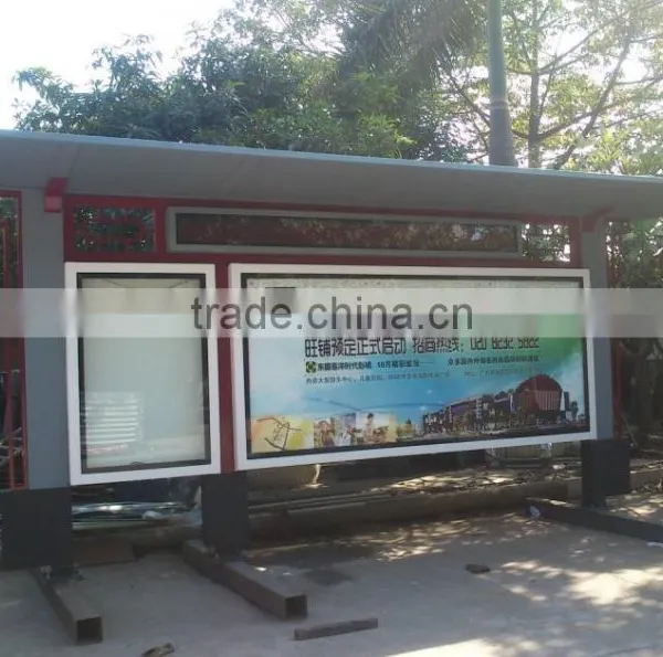 Outdoor Bus Stop Shelter Design With LED Light Box in High Quality for City Street