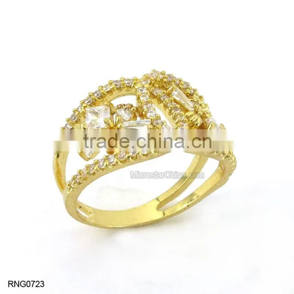 Fashion Double Crystal Diamond Wedding Split Ring For Girls photo-2
