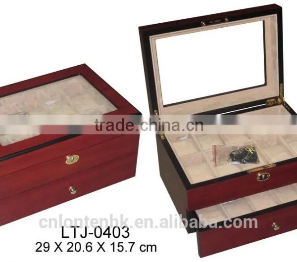 Glass Top Ebony Wooden Display Watch Box Manufacturer photo-2