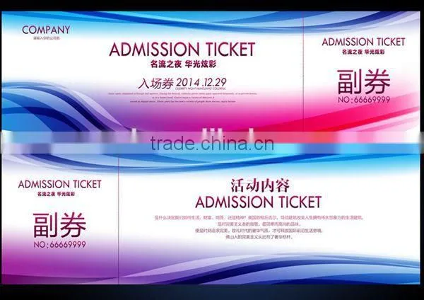 Exclusive High-end Thermal Paper Music Event Ticket Printing