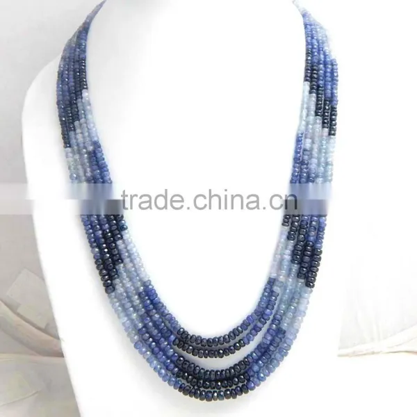 Natural Shaded Blue Sapphire Roundel Faceted Beads photo-4