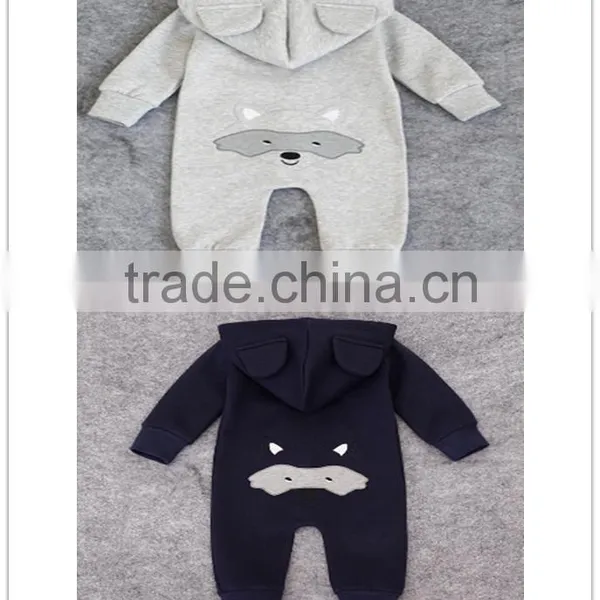 Baby Cartoon Casual Hooded Jumpsuit Stereo Modelling Embroidery Thicking Romper photo-2