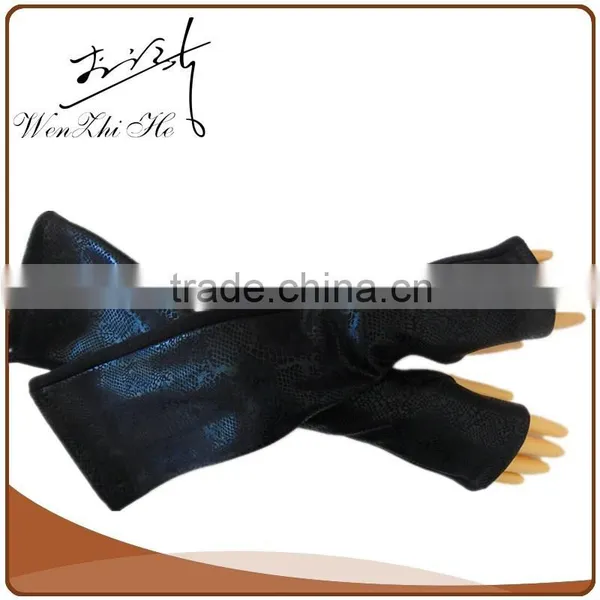 Party Dress Black Ladies Long Leather Glove With Ball photo-4