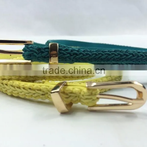 Shiny Ployester Material With PU Leather Skinny Belt for Dress Decoration