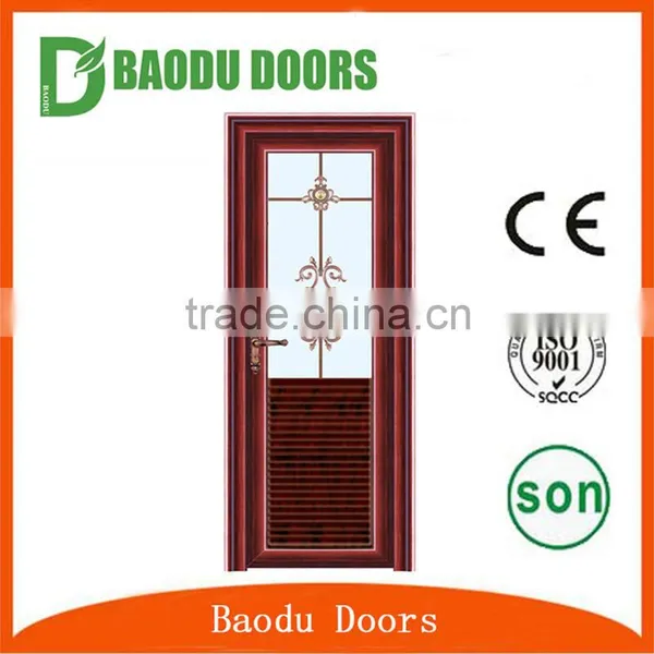 Luxury Design Aluminum Alloy Bathroom Door With Half Glass Insert photo-4