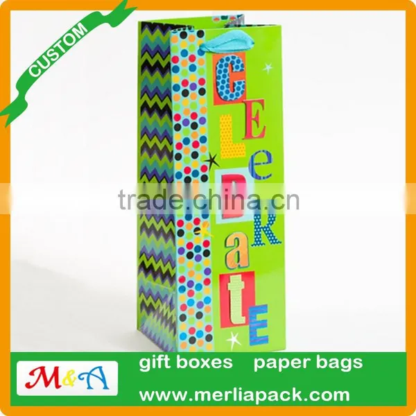 Assorted Bright Prints Paper Bags High Quality Birthday Gift Bags With Round Hang Tag photo-3