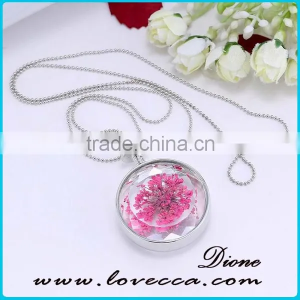 Gold Jewellery Design PINK Flower Glass Pendant Necklace for Women photo-5