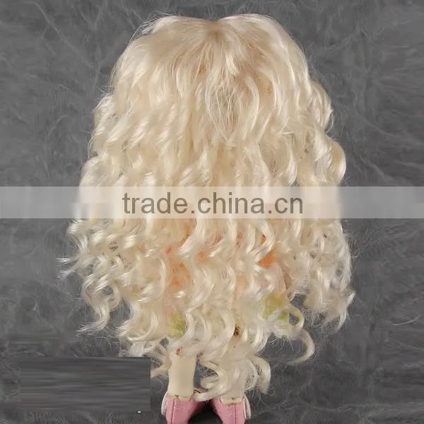 New Arrival Long Spring Curly Blonde Bjd/blythe Doll Wig With Curly Bangs photo-3