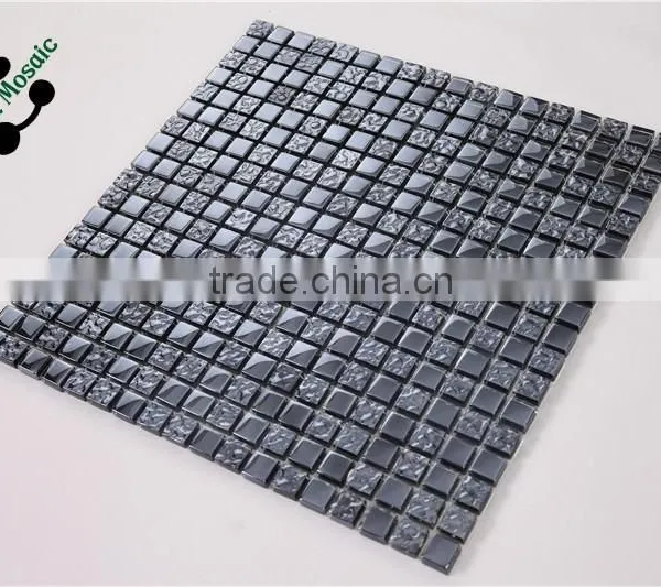 SMP14 Waterproof Mosaic Interior House Mosaic Black Electroplate Glass Mosaic photo-2