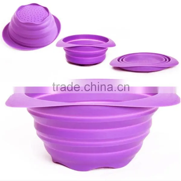 Travel Camping Household Silicone Collapsible Strainer photo-3
