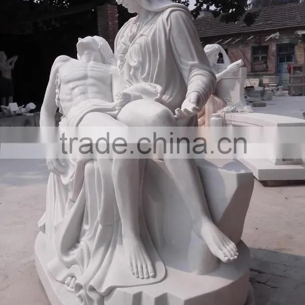 Hand Carved White Marble Pieta Statue photo-3