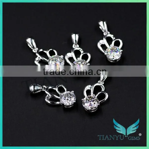 24K Gold 1 Carat White Round Billiant Cut Moissanite Diamond Pendants Charms for Necklaces photo-4