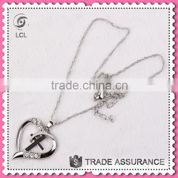 New Arrival Fashion Jewelry Cross in Heart Bling Handmade Necklace for Woman Cute Girl Religious Necklace photo-3