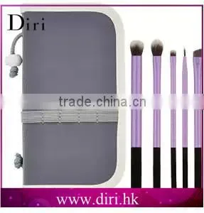 Long Aluminum Ferrule Make up Brushes 5pcs Long Handle Brush Set Makeup Belt Bag Make up Brush photo-5
