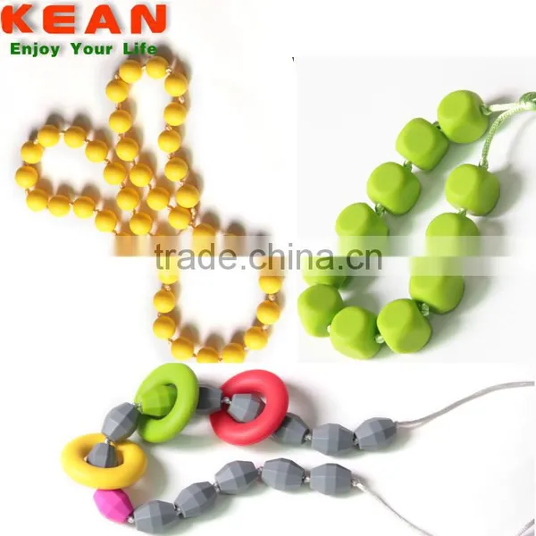 Silicone Teething Jewelry Champagne Navajo White DimGray Colors for You Choice Necklaces Silicone Bead Teething photo-2