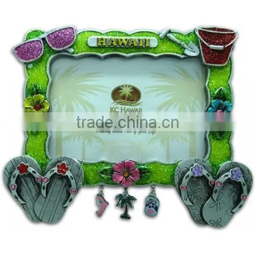 Hawaiian Slippers Beach Scene Poly Picture Frame With Charms photo-2