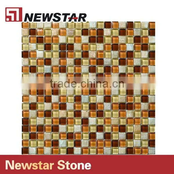 Newstar Coloured Gold Color Glass Mosaic Tile Art Backsplash For Kitchen photo-4