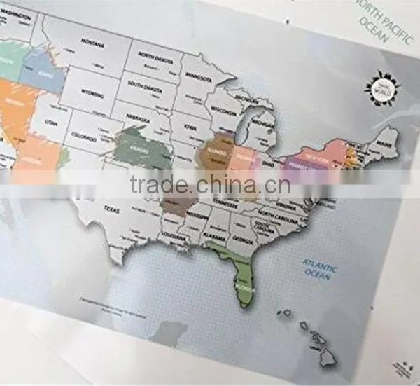 Personalized Scratch-off Us Map the United States of America A4 Size Poster Travel Silver Layer photo-3