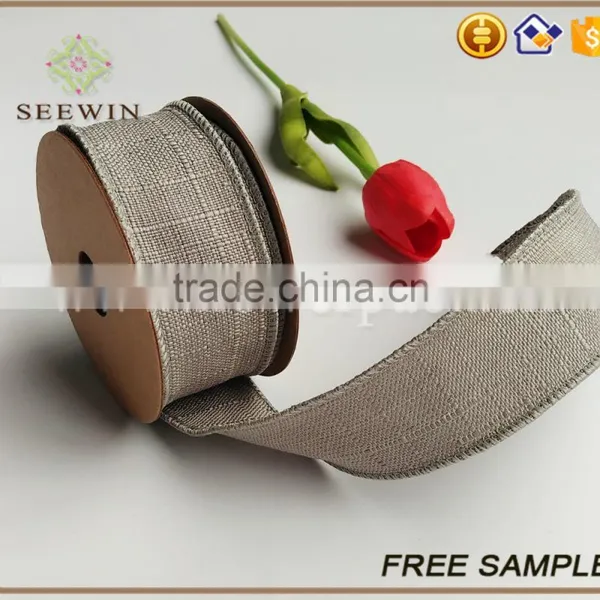 100% Polyester Linen Look Fabric for Gift Ribbon photo-5