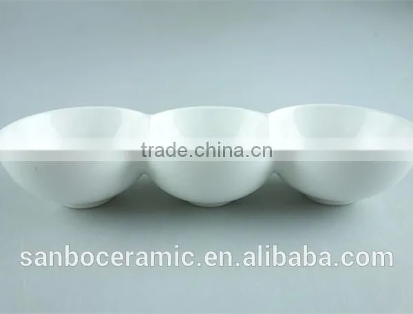 3 Divided Round Ceramic Porcelain Soap Dish Manufactures of Dishes to Restaurant photo-3
