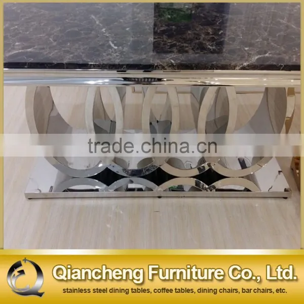 Silver Stainless Steel Restaurant Dining Table With Marble Top photo-5