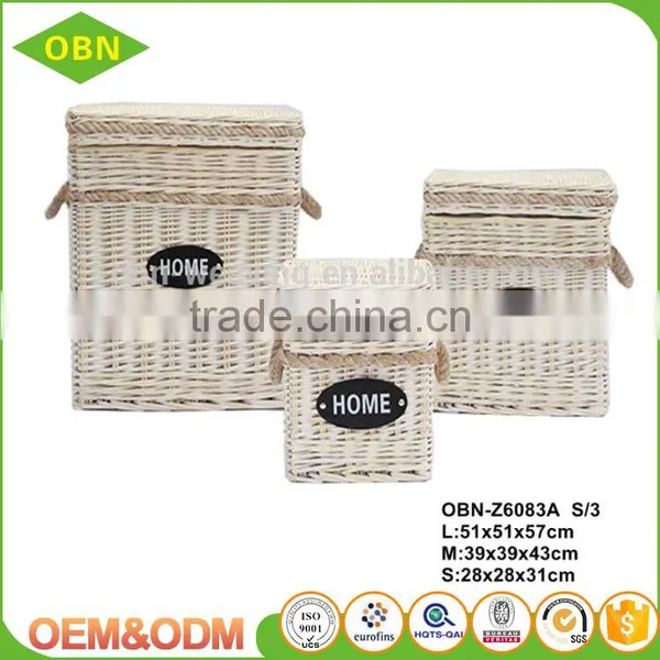 Manufacture Direct Sales Home Decorative White Willow Wicker Storage Sundry Basket With Cover and Lid photo-6
